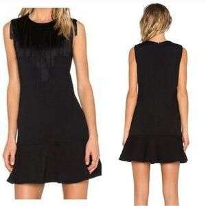 BCBMAXAZRIA Alyn Fringe Trim Flounce Hem Cocktail Mini Dress Womens, Size M